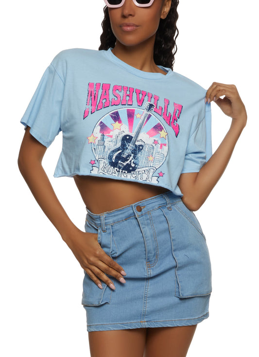 Nashville Guitar Cropped Graphic Tee